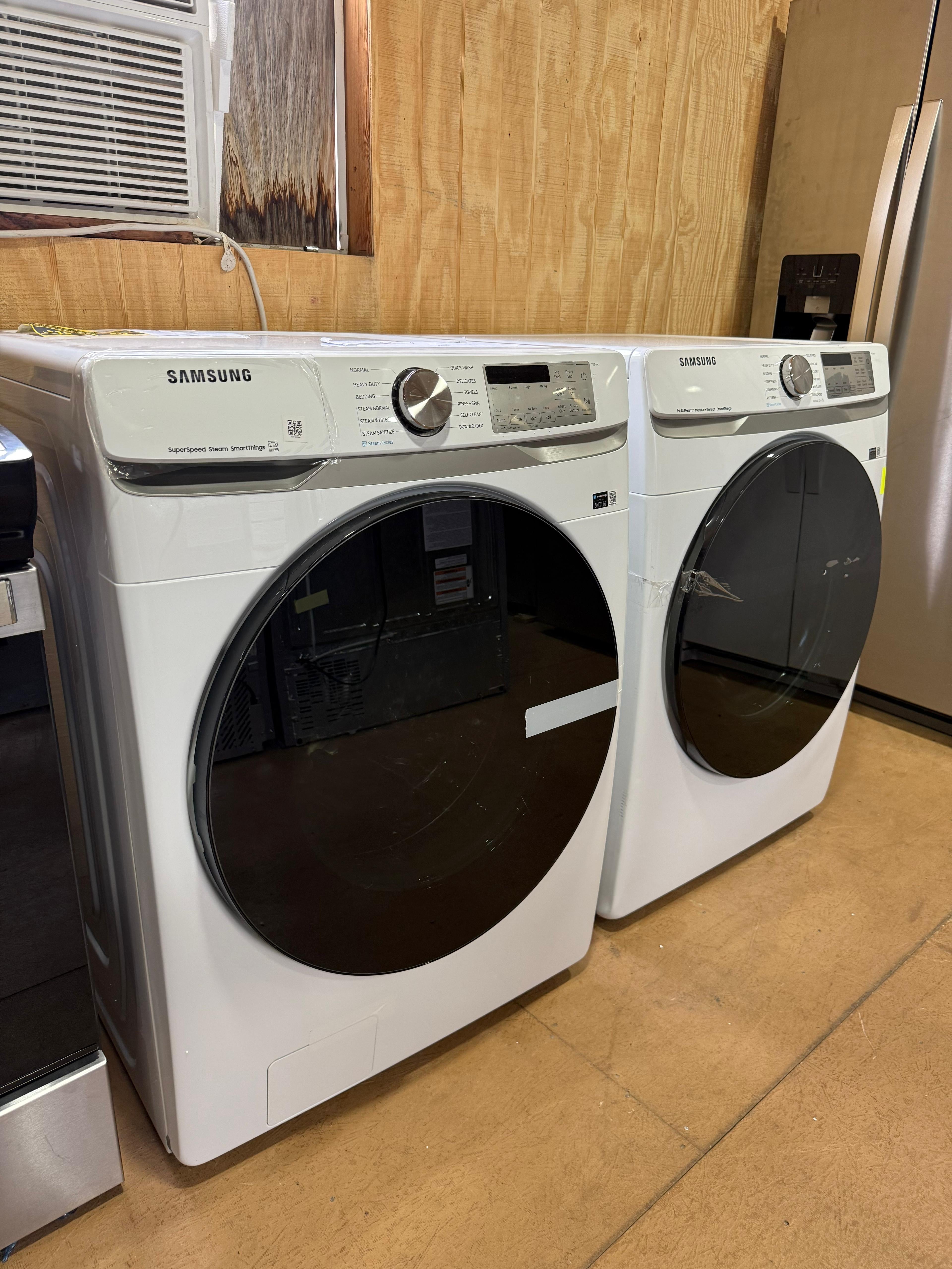Samsung Front Load Washer & Dryer Set with Steam – White
