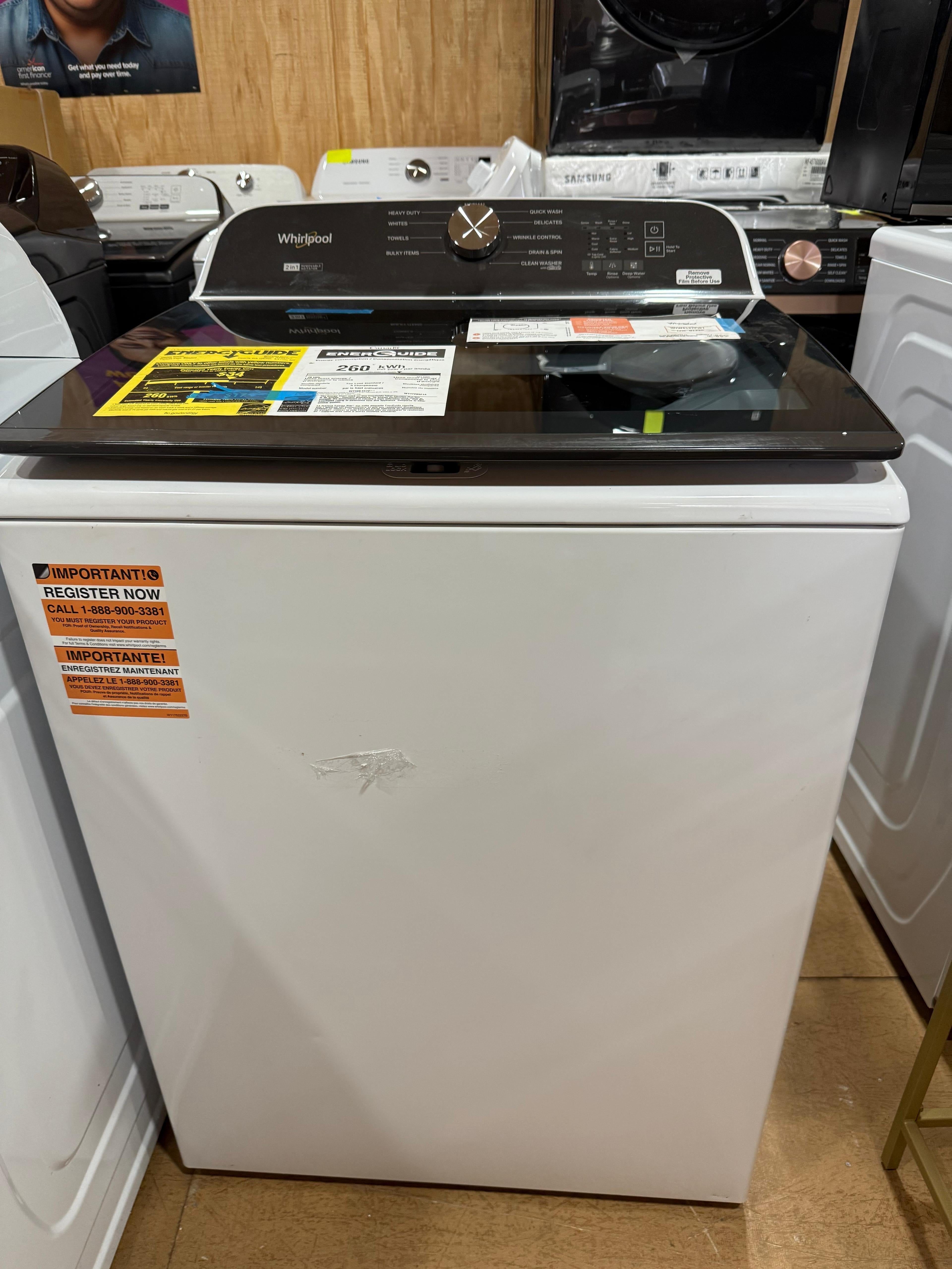 Whirlpool Top Load Washer with 2-in-1 Removable Agitator – White