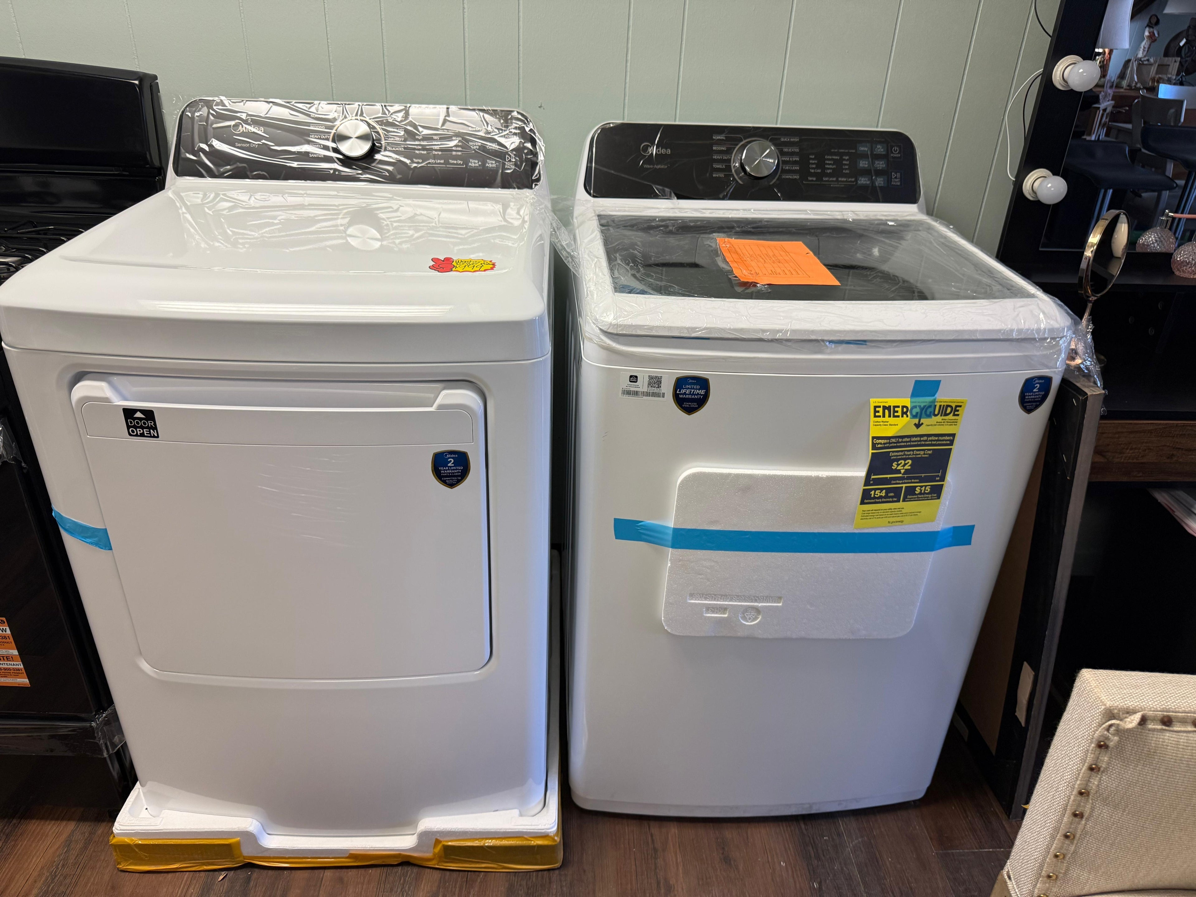 Midea Wave-Agitator™ Top Load Washer & Electric Dryer Set – White