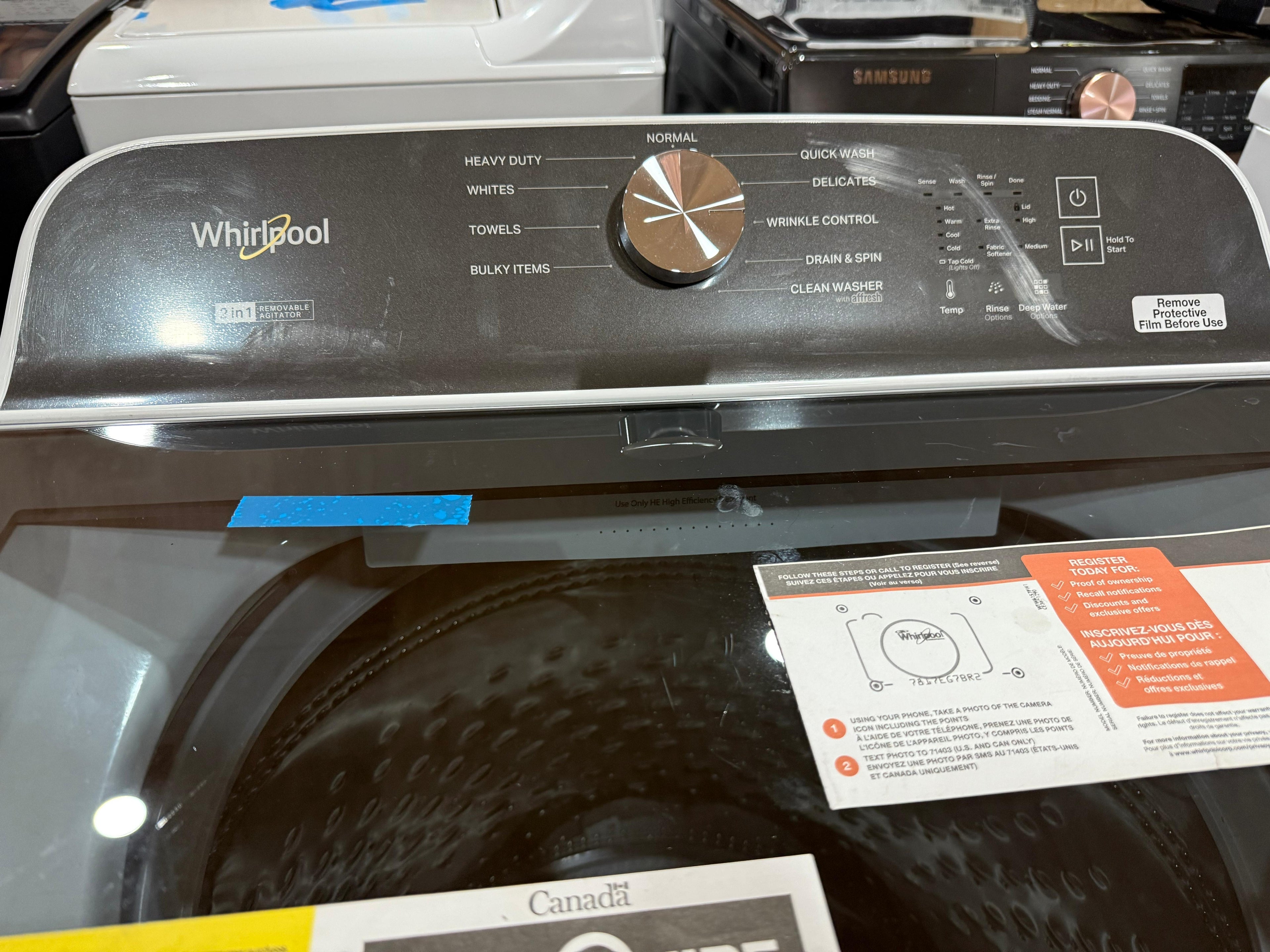 Whirlpool Top Load Washer with 2-in-1 Removable Agitator – White